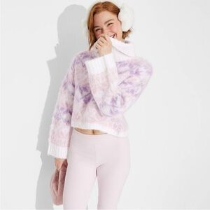 Wild Fable Women's Cowl Neck Sweater in Purple and White size M faire isle